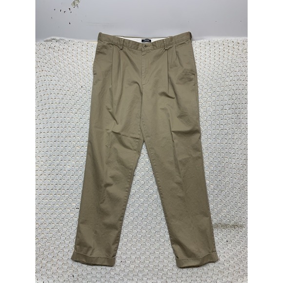 Lands' End Other - Land End Men Khaki Pants 38x33 Beige Pleated Traditional Fit‎ Straight Cuffs